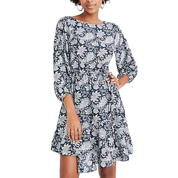 Apiece Apart 6 Sabine Floral Mini Dress Navy White Ruffle Cottage Coquette - Picture 1 of 9